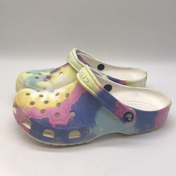 Crocs Tie-Dye Clogs Men's 6 - Women's 8 Pastel Comfort Shoes Slip On Sandals - Picture 1 of 11